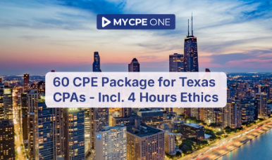 60 CPE Package for Texas CPAs (Incl. 4 hrs Ethics)