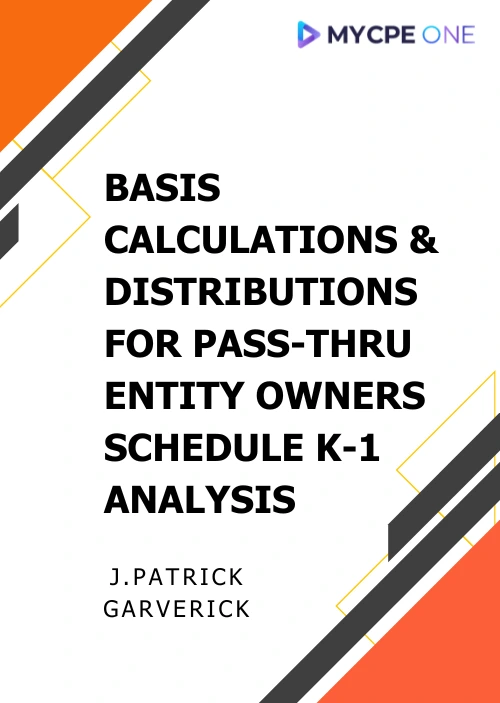 Basis Calculations & Distributions For Pass-thru Entity Owners Schedule K-1 Analysis